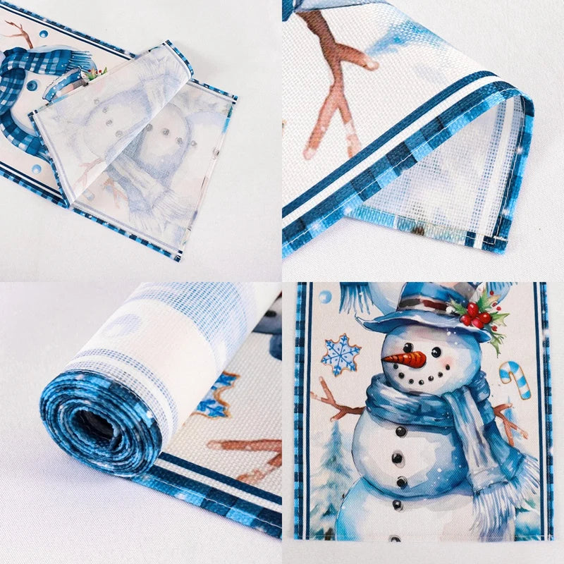 Chemin de Table Bonhommes de Neige bleu