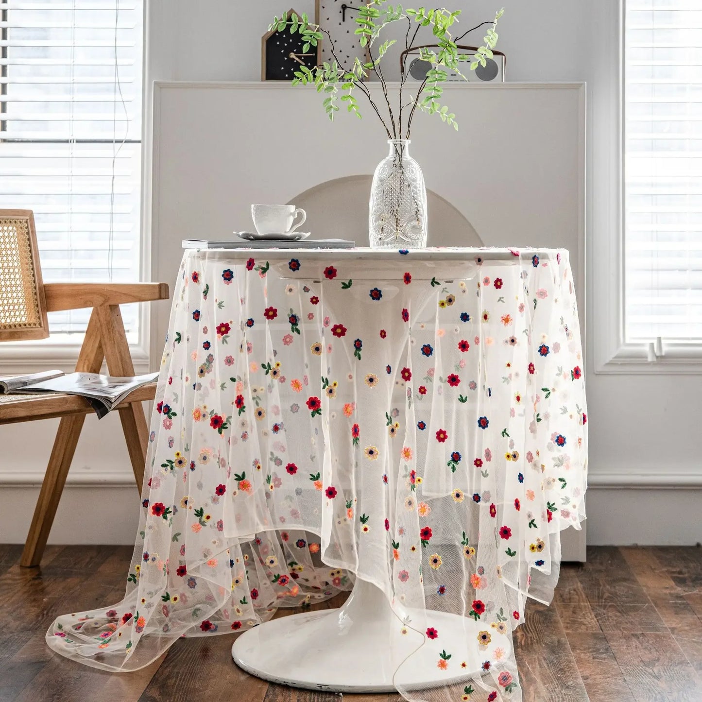 Élégante nappe de Noël fleurs colorées