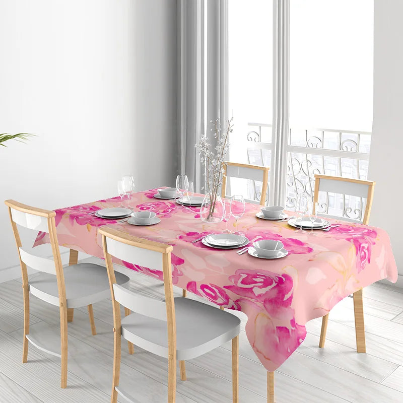 Elegante nappe florale rose accueillante
