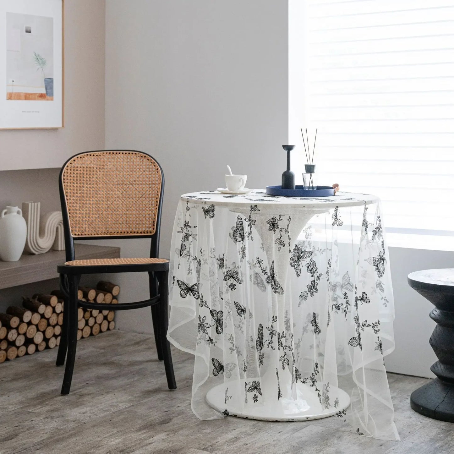 Élégante nappe de Noël papillon noir