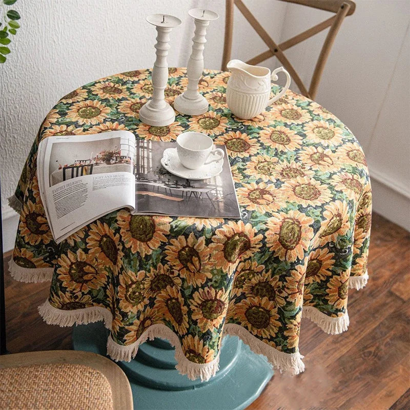 Nappe ronde Tournesol fleurs jaunes