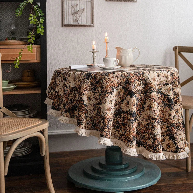 nappe ronde tournesol fleurs noires