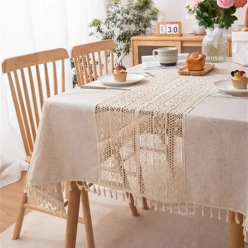Nappe rustique centre dentelle ĂlĂ©gante