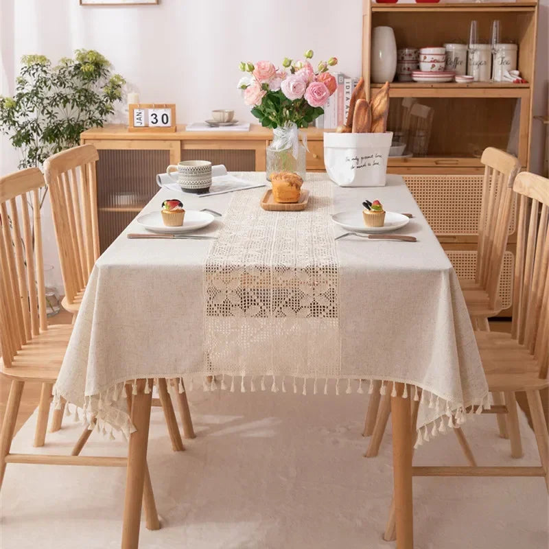 Nappe rustique centre dentelle moderne