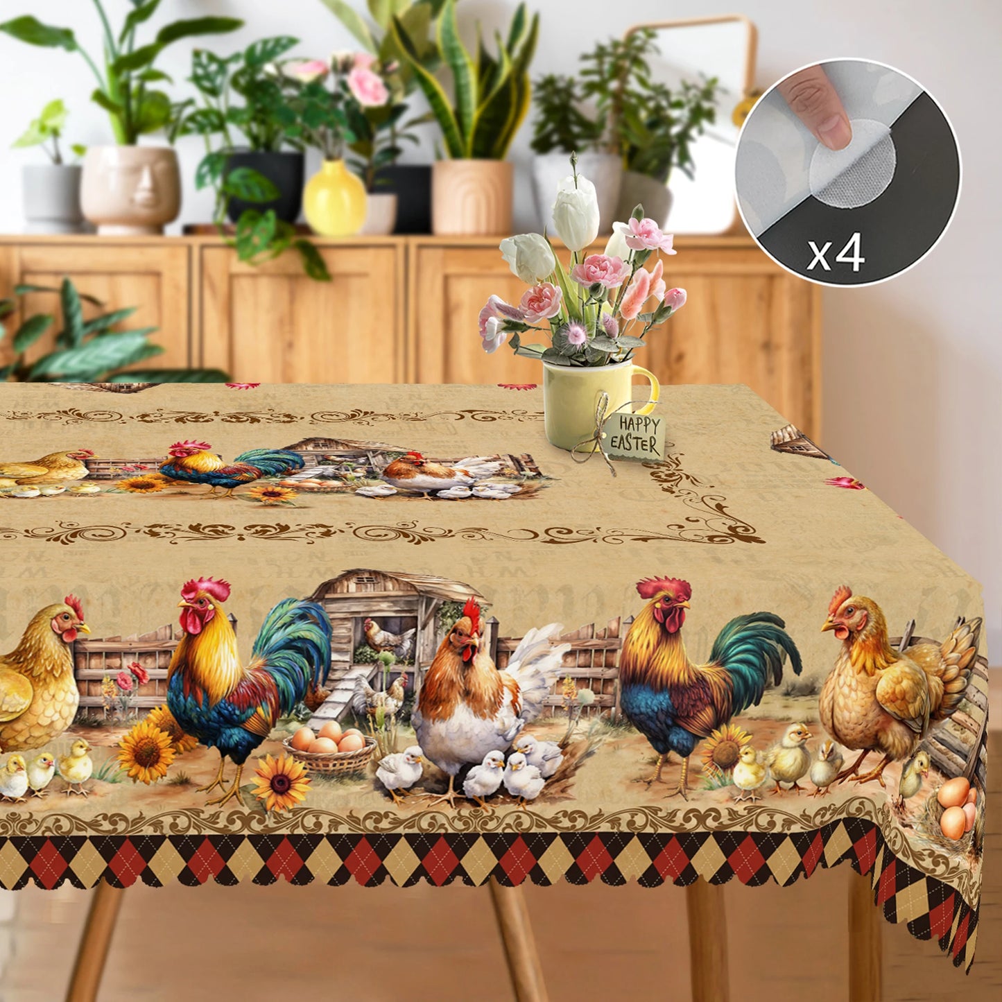 Nappe Rétro Coq rectangulaire
