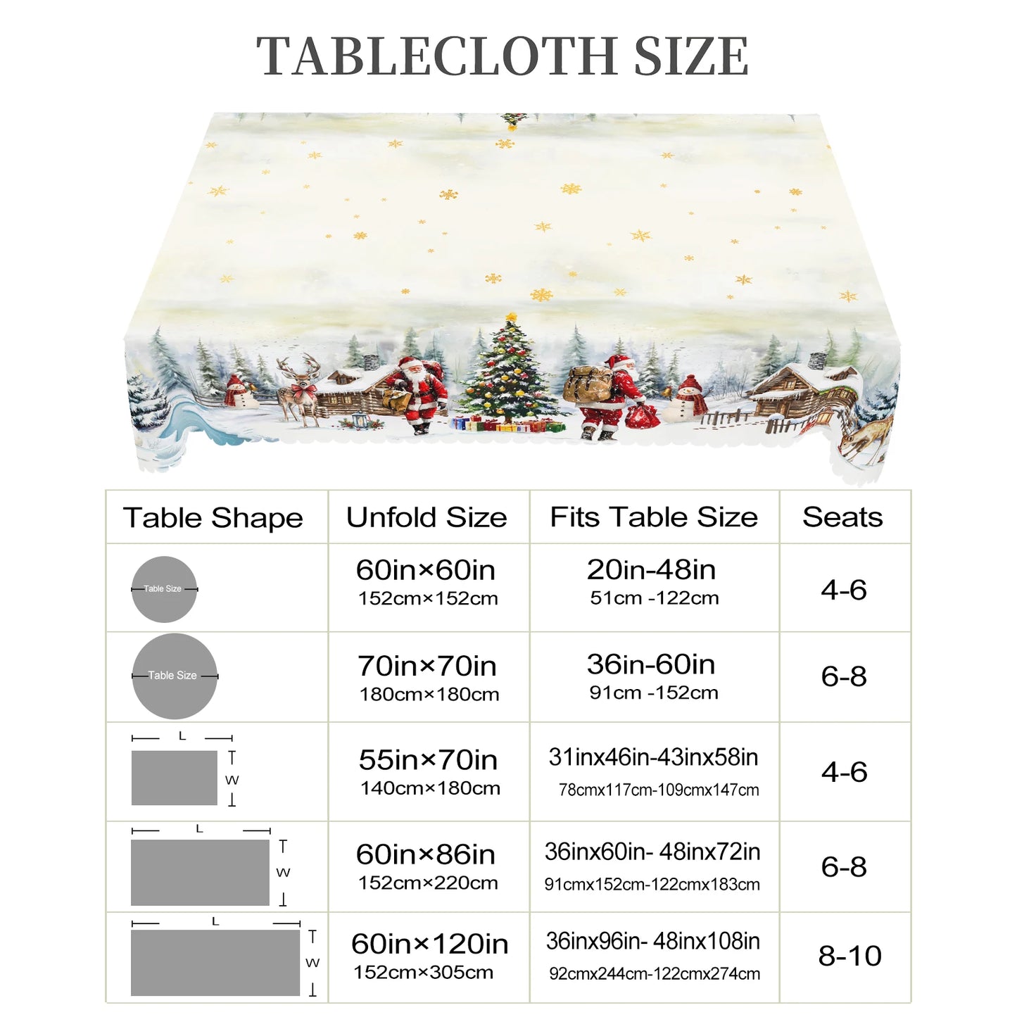 Nappe de Noël ronde ou rectangulaire