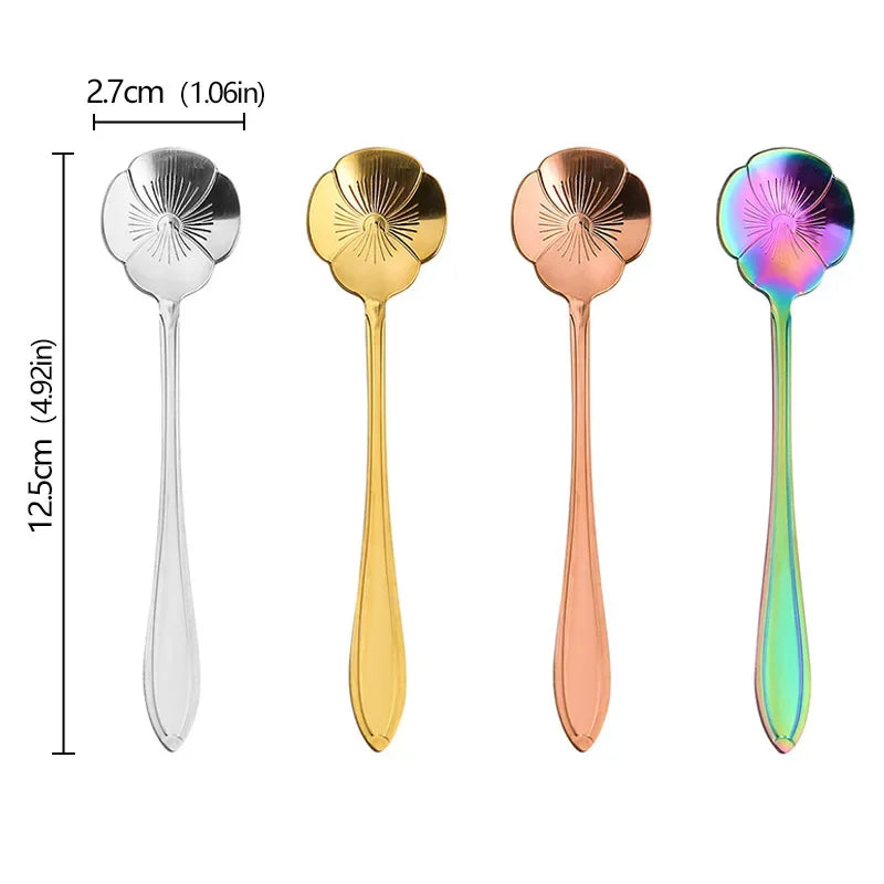 4 cuillère à café forme de fleur