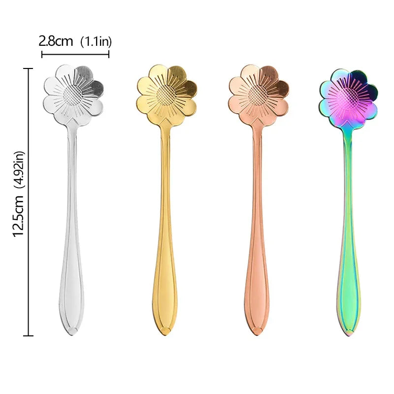4 cuillère à café forme de fleur