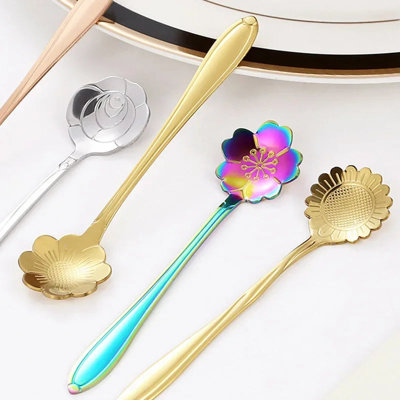 4 cuillère à café forme de fleur