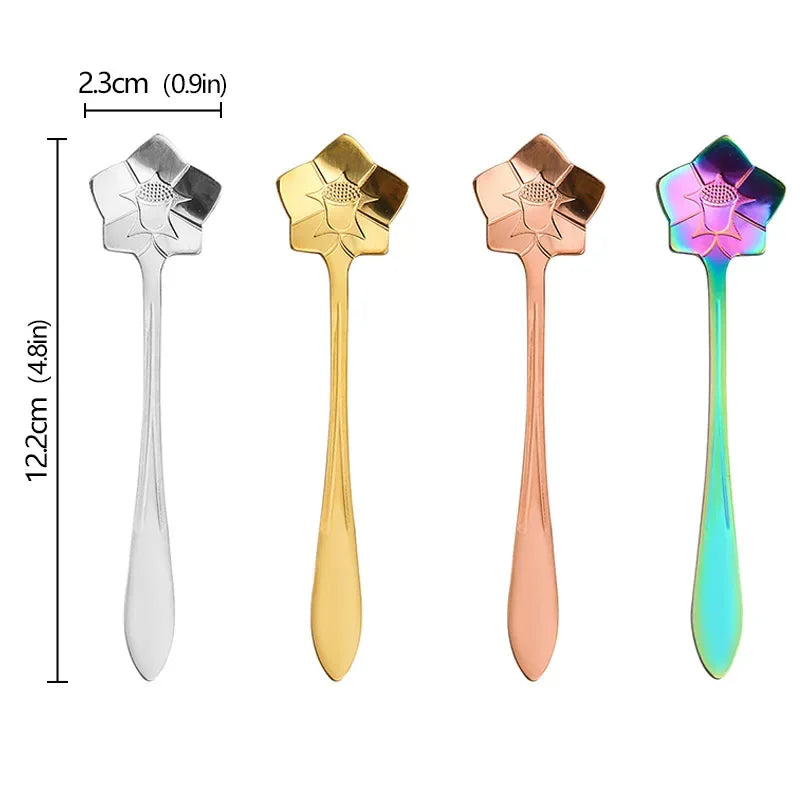 4 cuillère à café forme de fleur