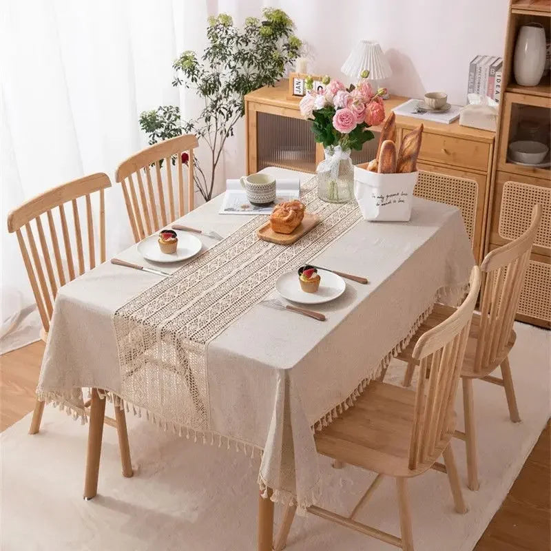 Nappe rustique centre en dentelle