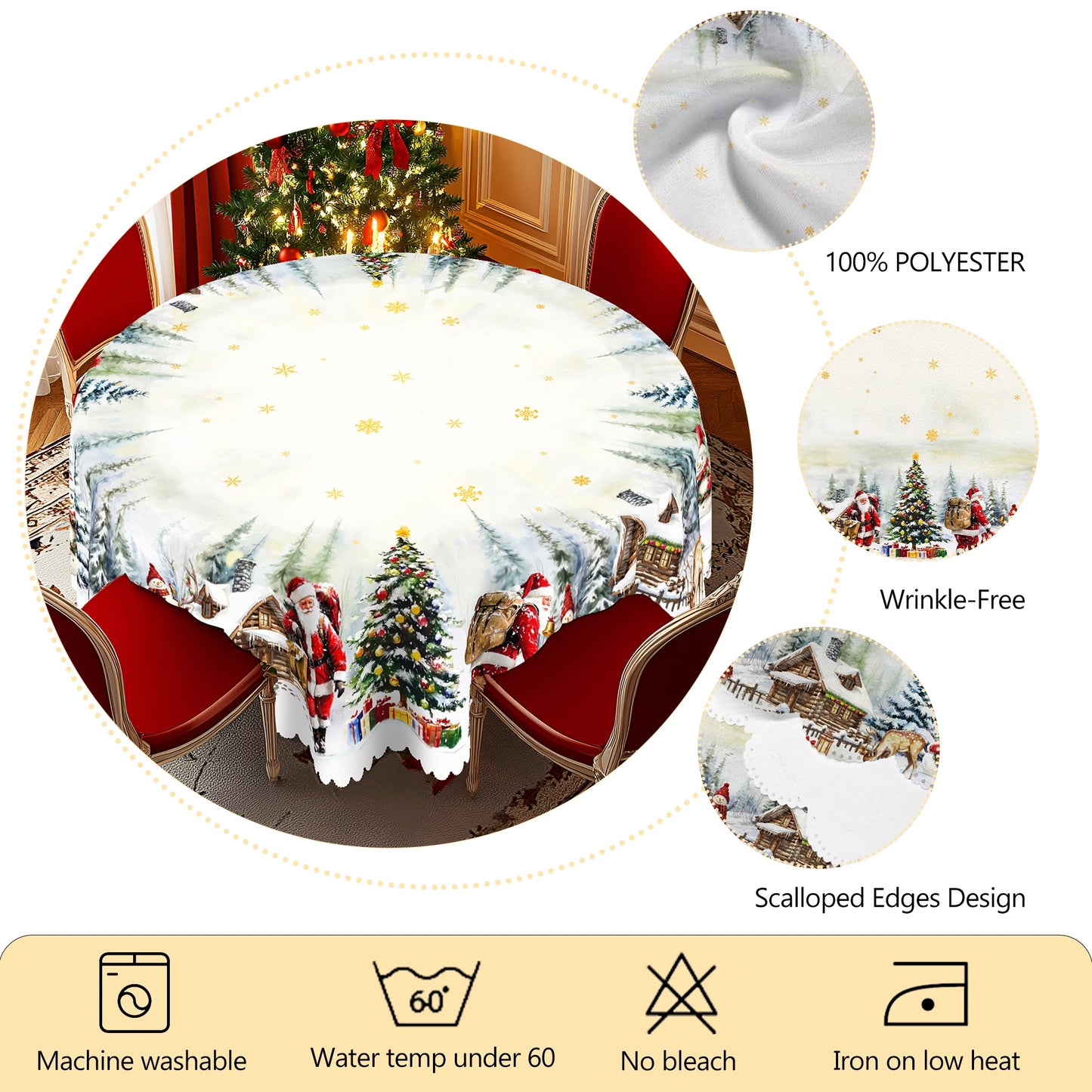 Nappe de Noël ronde ou rectangulaire