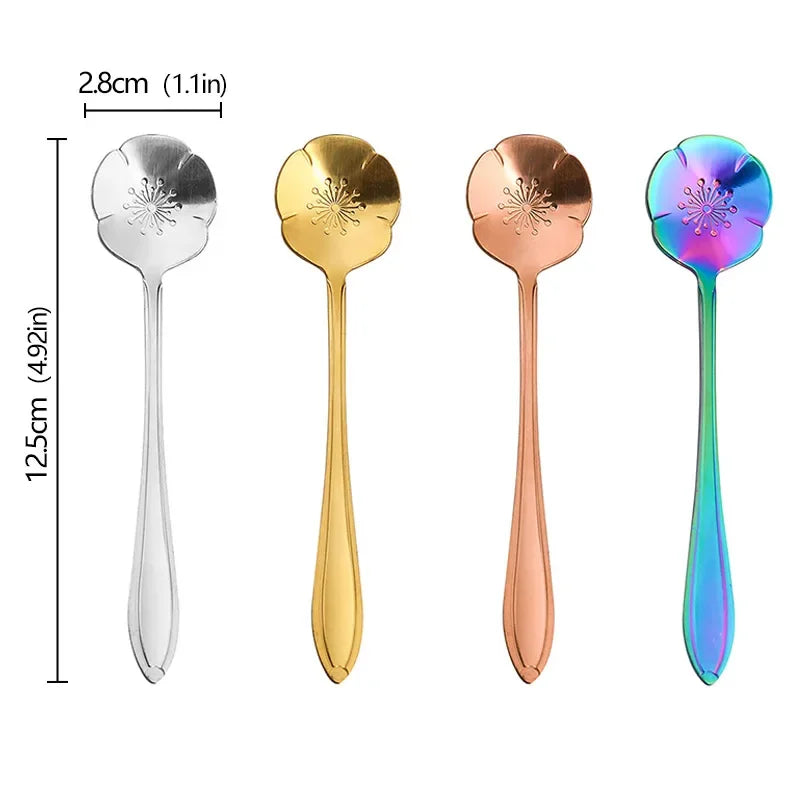 4 cuillère à café forme de fleur