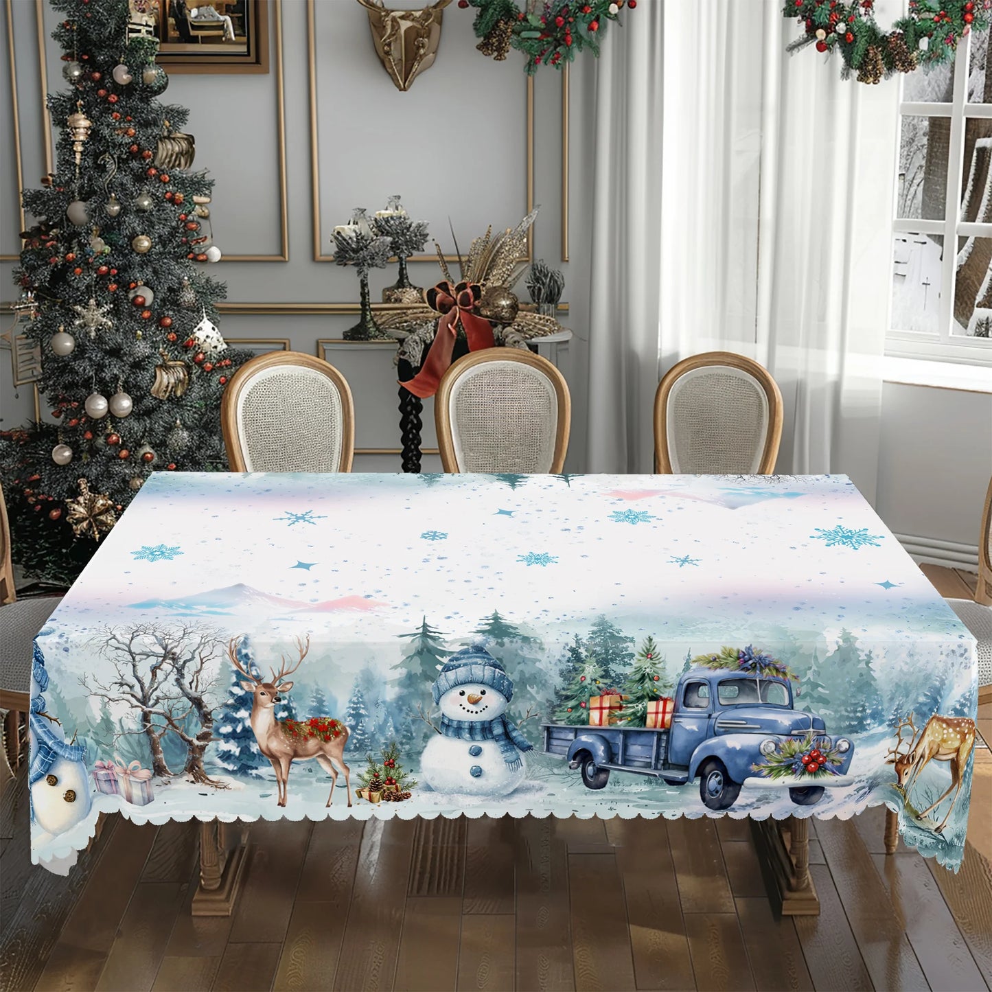 Nappe de Noël bleue