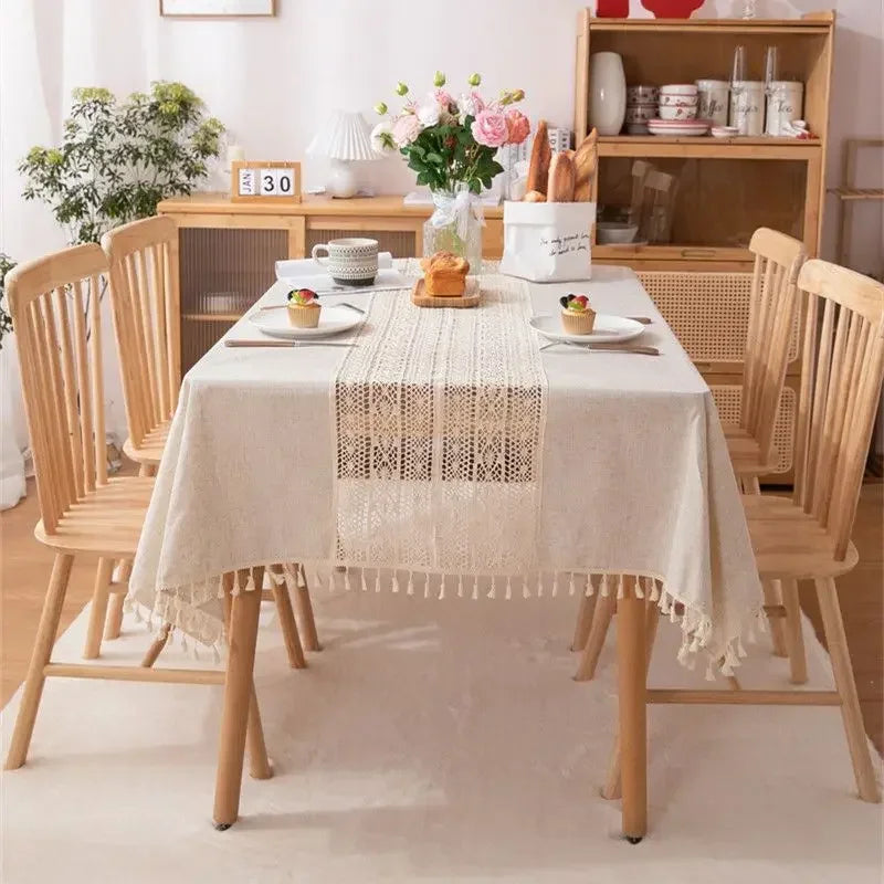 Nappe rustique centre en dentelle