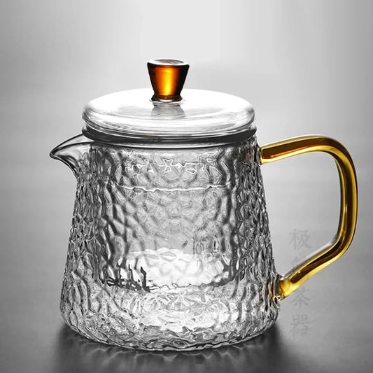 Théière en verre martelé