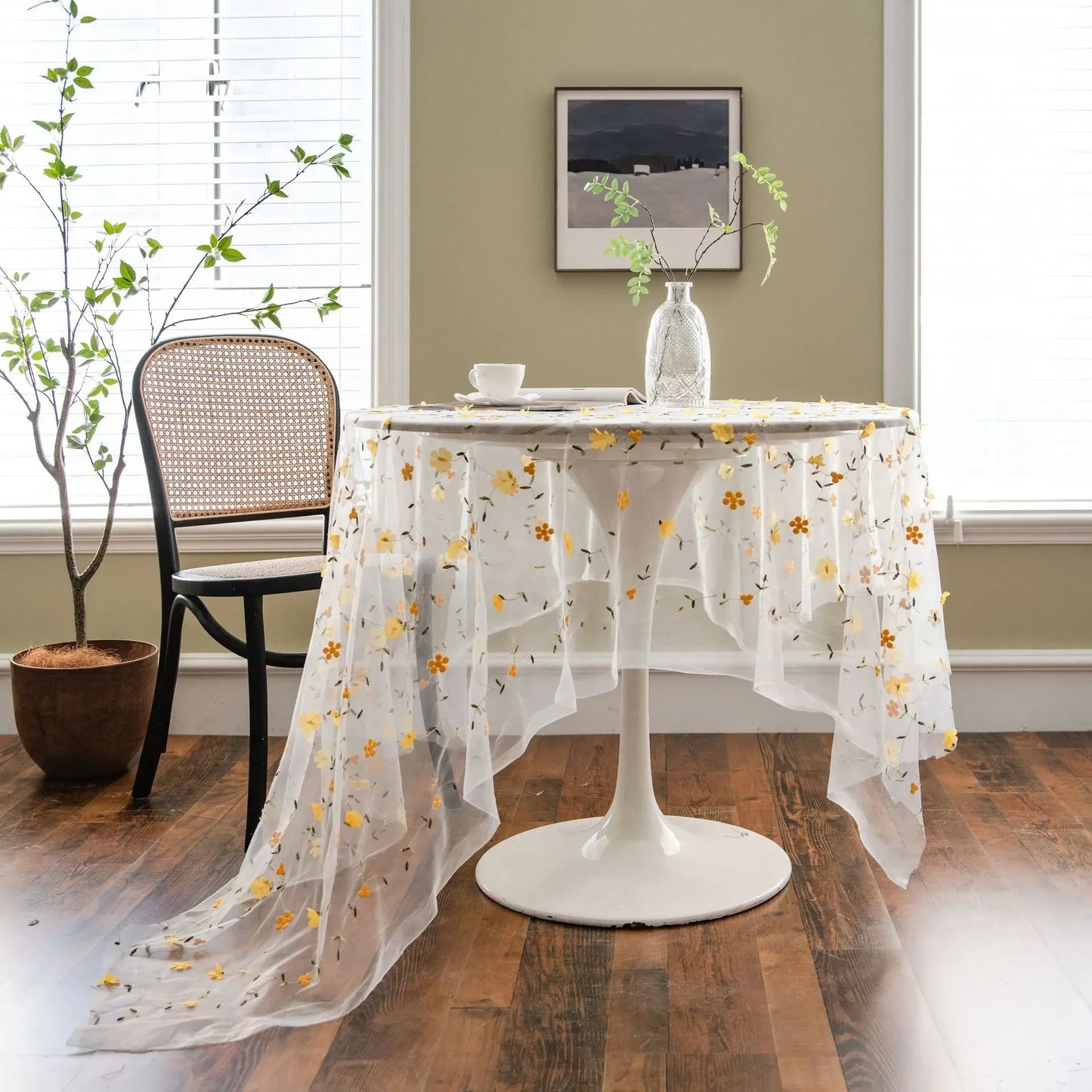 Élégante nappe de Noël relief jaune