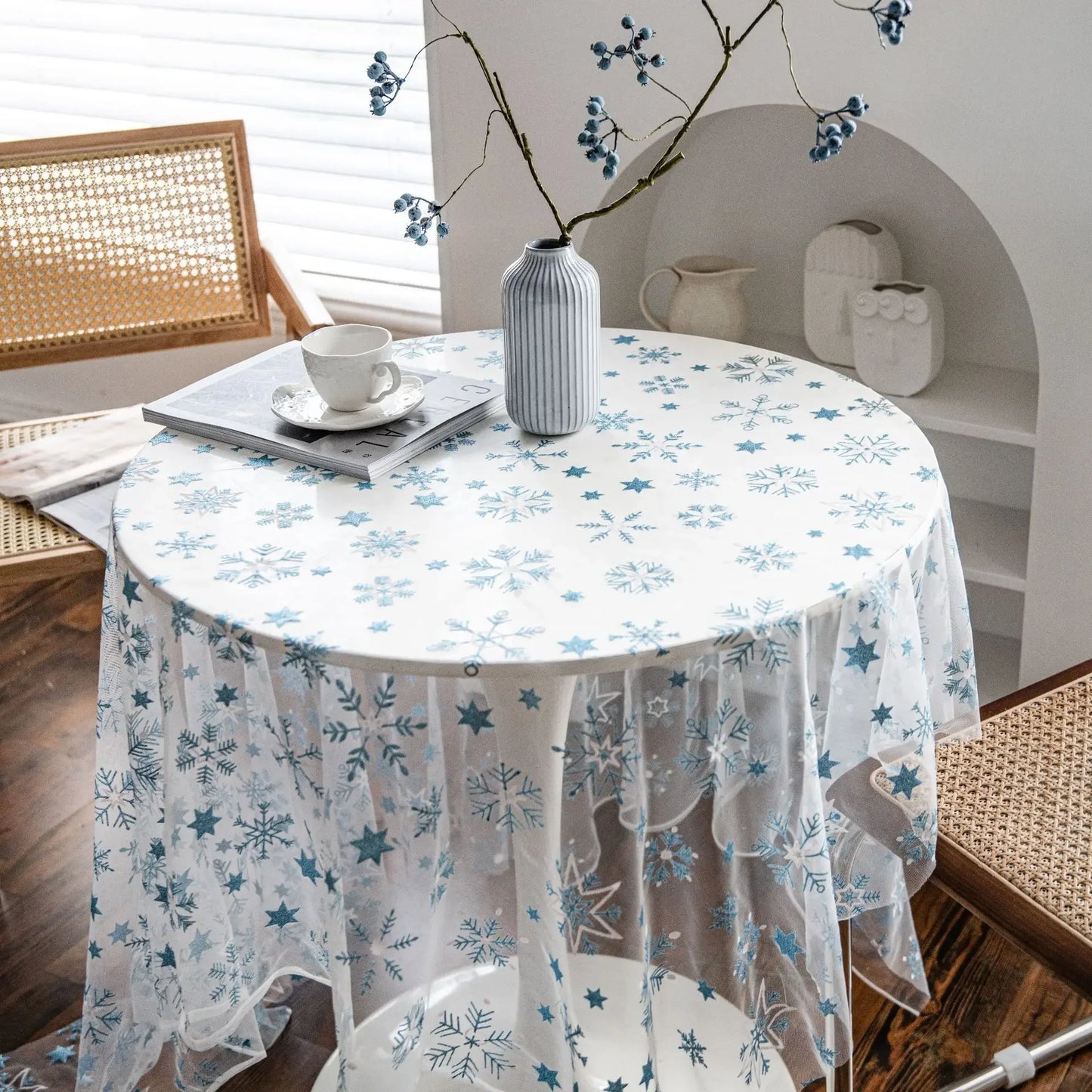 Élégante nappe de Noël flocon de neige