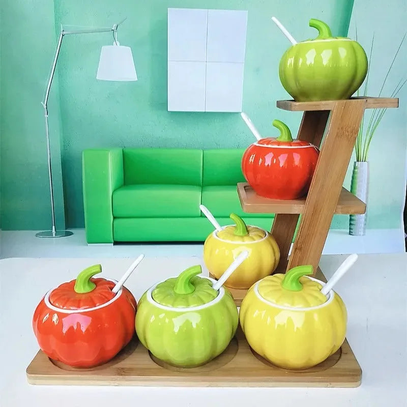 Les 3 citrouilles avec cuilères présentation en échelle