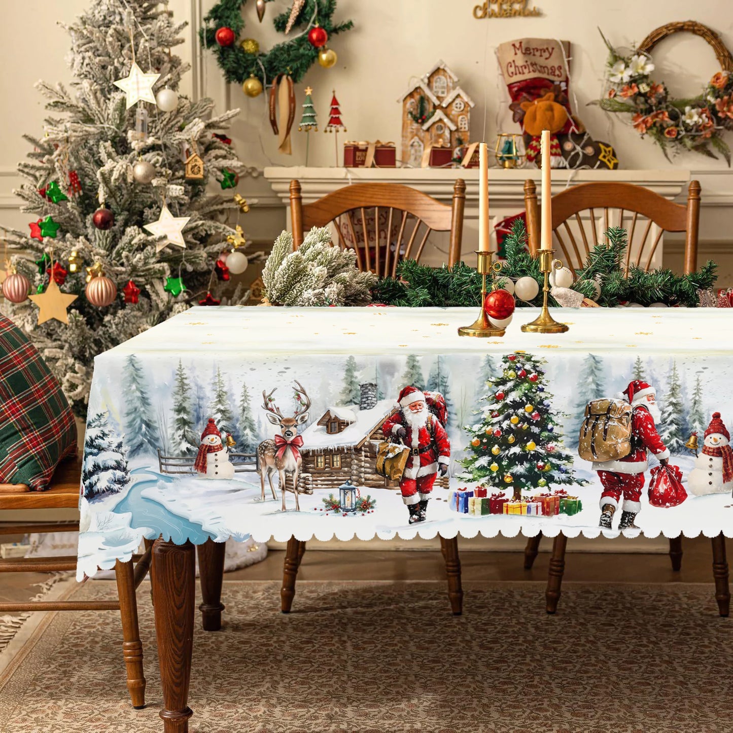 nappe noel ronde rectangulaire joyeuse