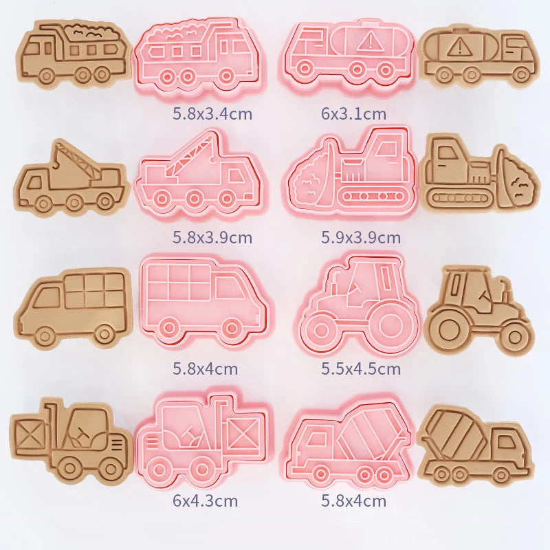 8 Timbres à biscuits camion d'ingénierie construction