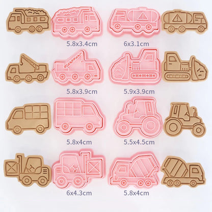 8 Timbres à biscuits camion d'ingénierie construction