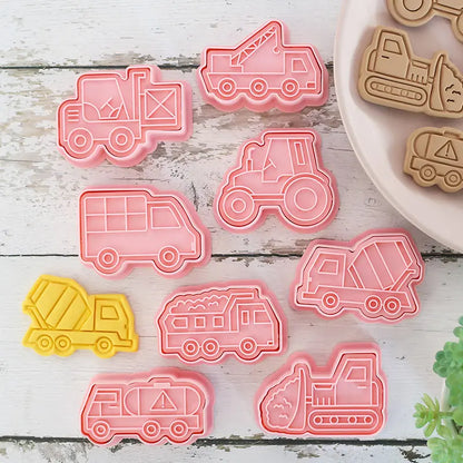 8 timbres à biscuit camion d'ingénierie famille