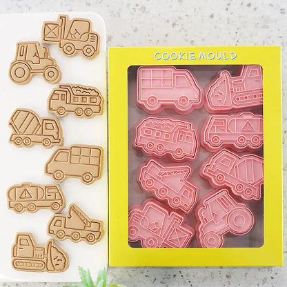 8 timbres à biscuits camion d'ingénierie bel ensemble