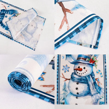 Chemin de Table Bonhommes de Neige bleu
