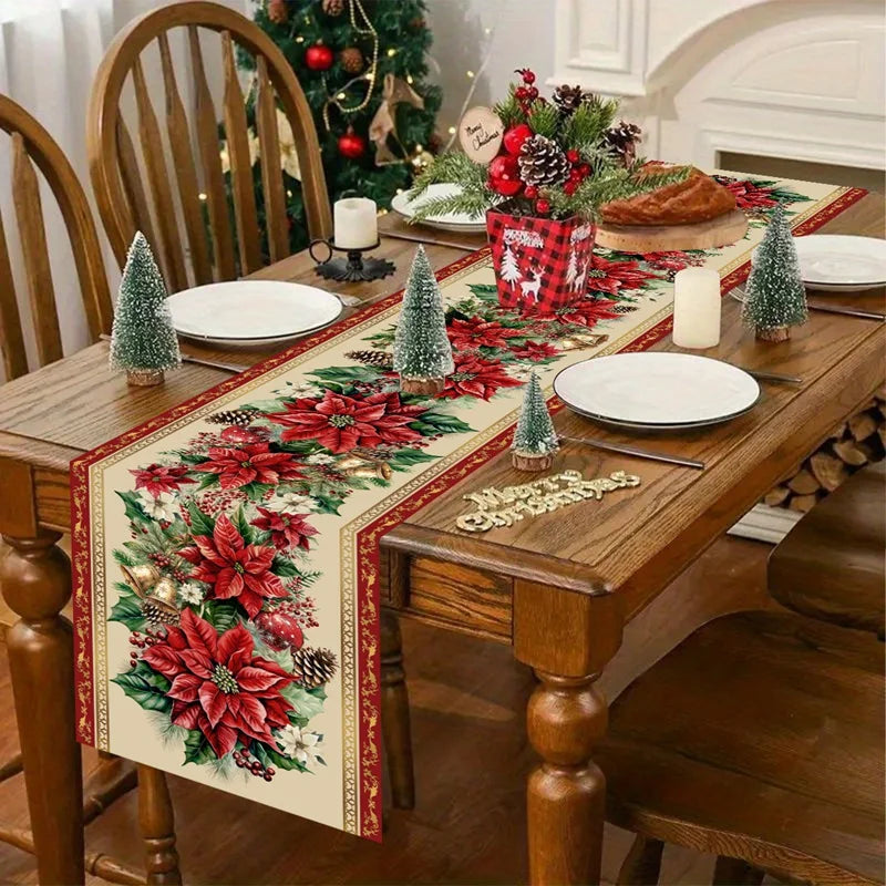 Chemin de Table Décoration de Noël poinsettia