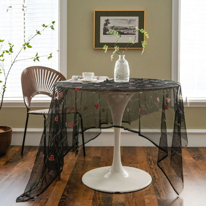 Élégante nappe de noël amour rouge
