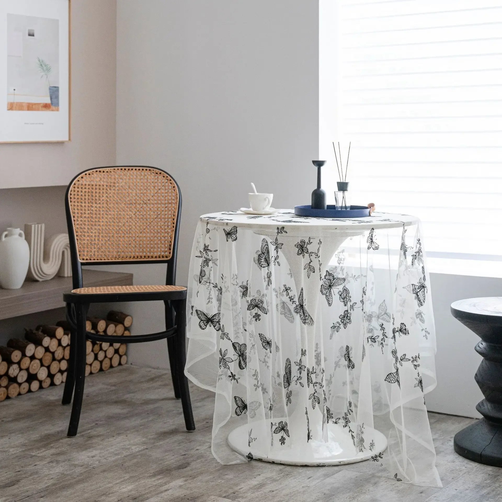 Élégante nappe de Noël papillon noir