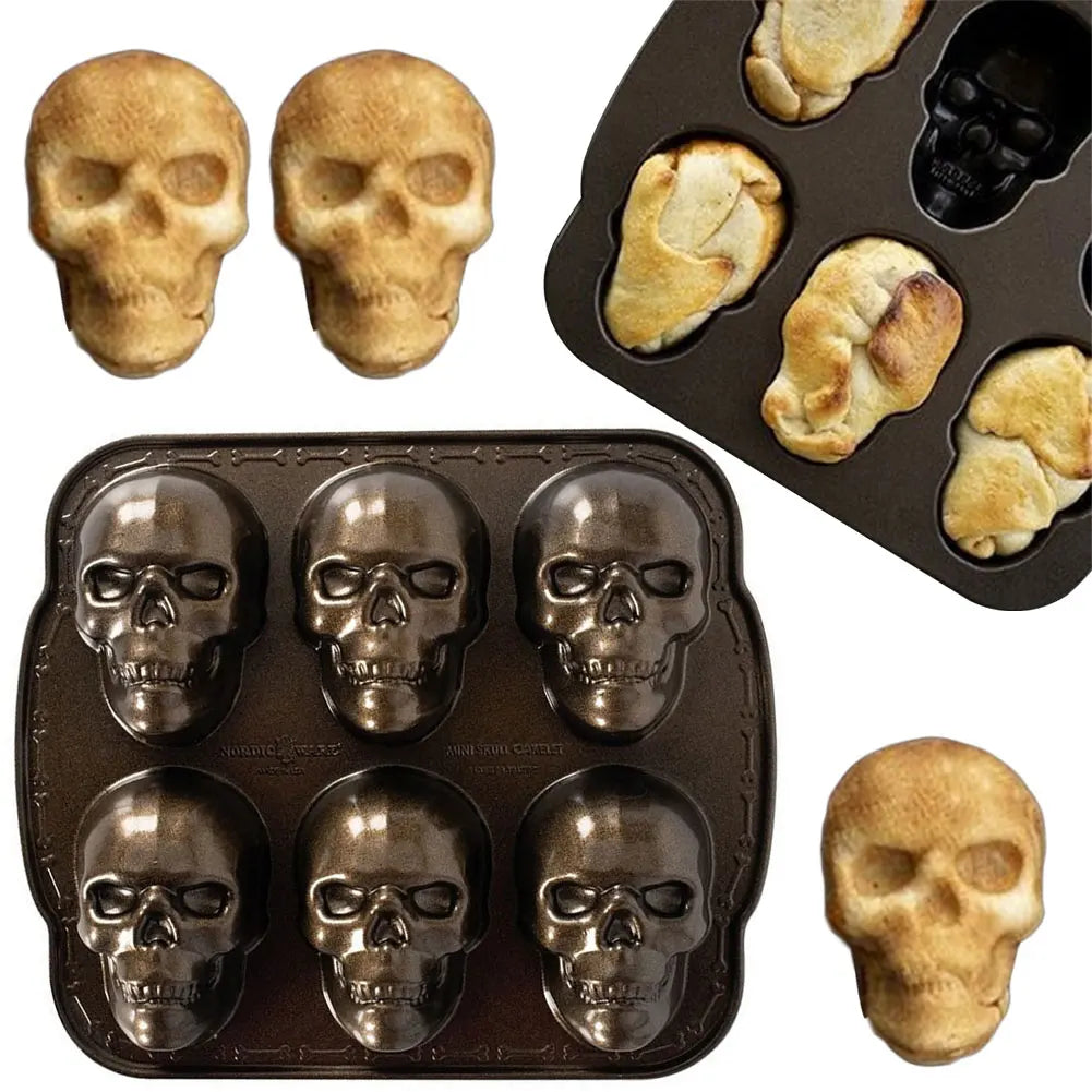 Moule 6 crânes d'halloween macabre