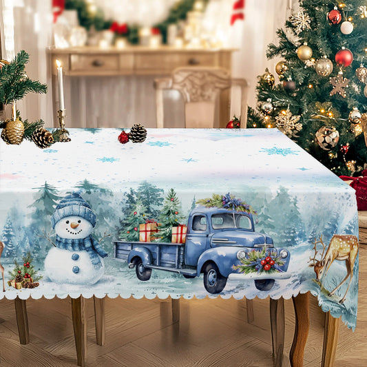 Nappe de Noël bleue camion