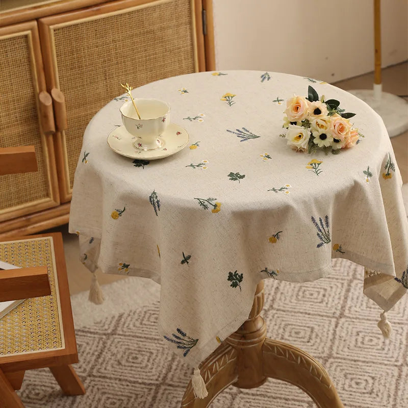 Nappe ronde brodée épis 