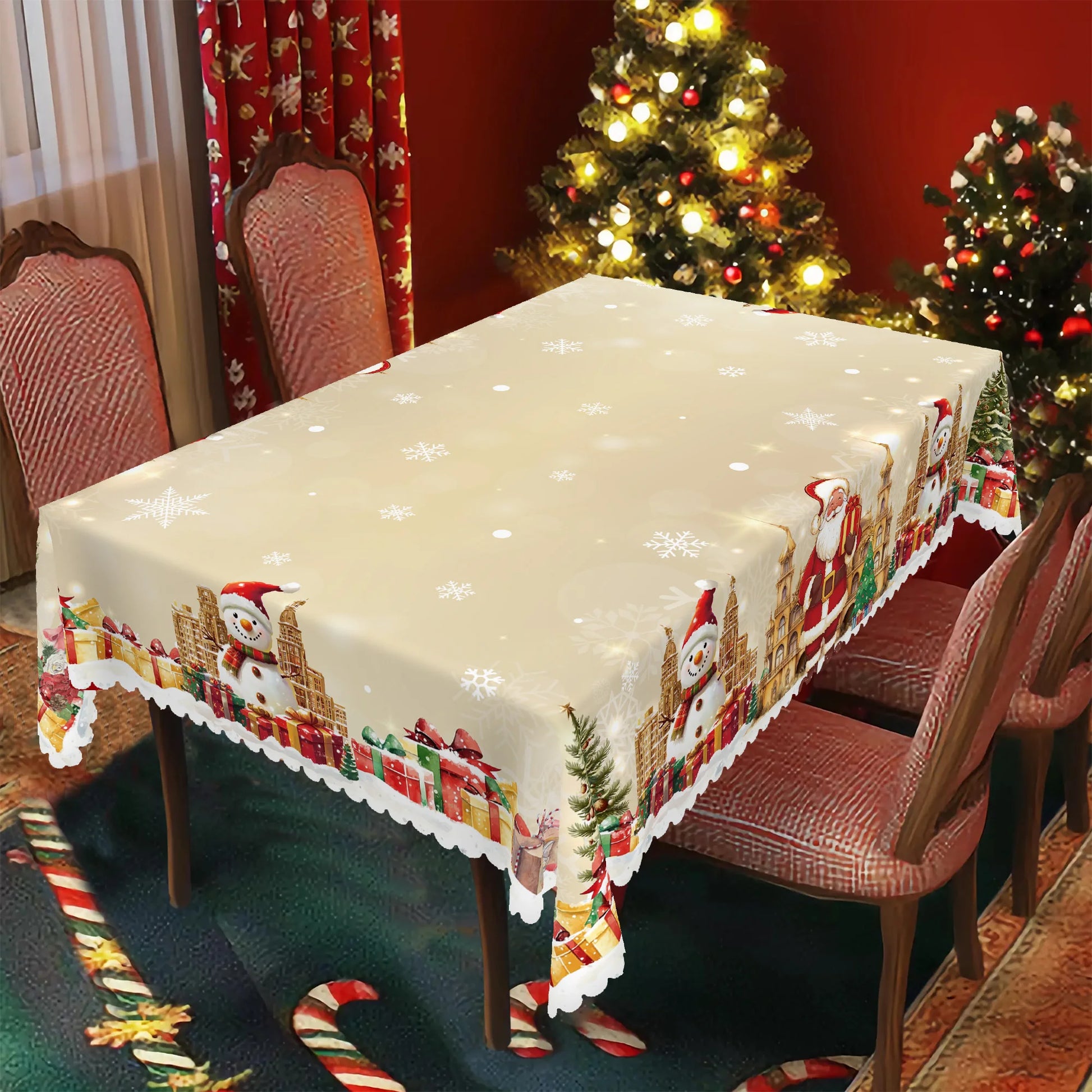 nappe tapis de table noël rectangulaire
