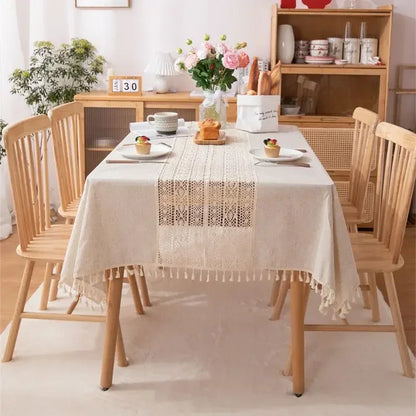 Nappe rustique carrée centre en dentelle