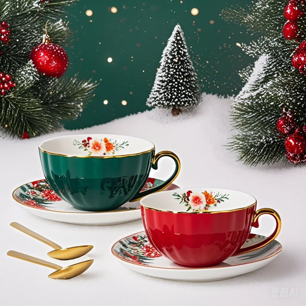 ensemble tasse soucoupe cuillère élégance des fêtes