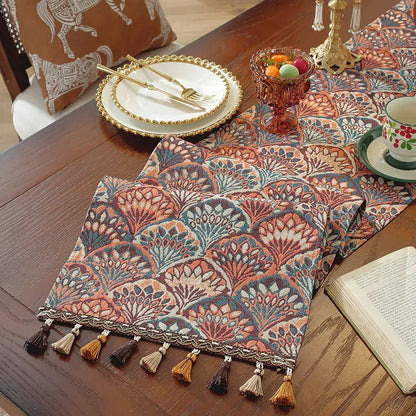 Chemin de table jacquard | Pompons Artisanaux