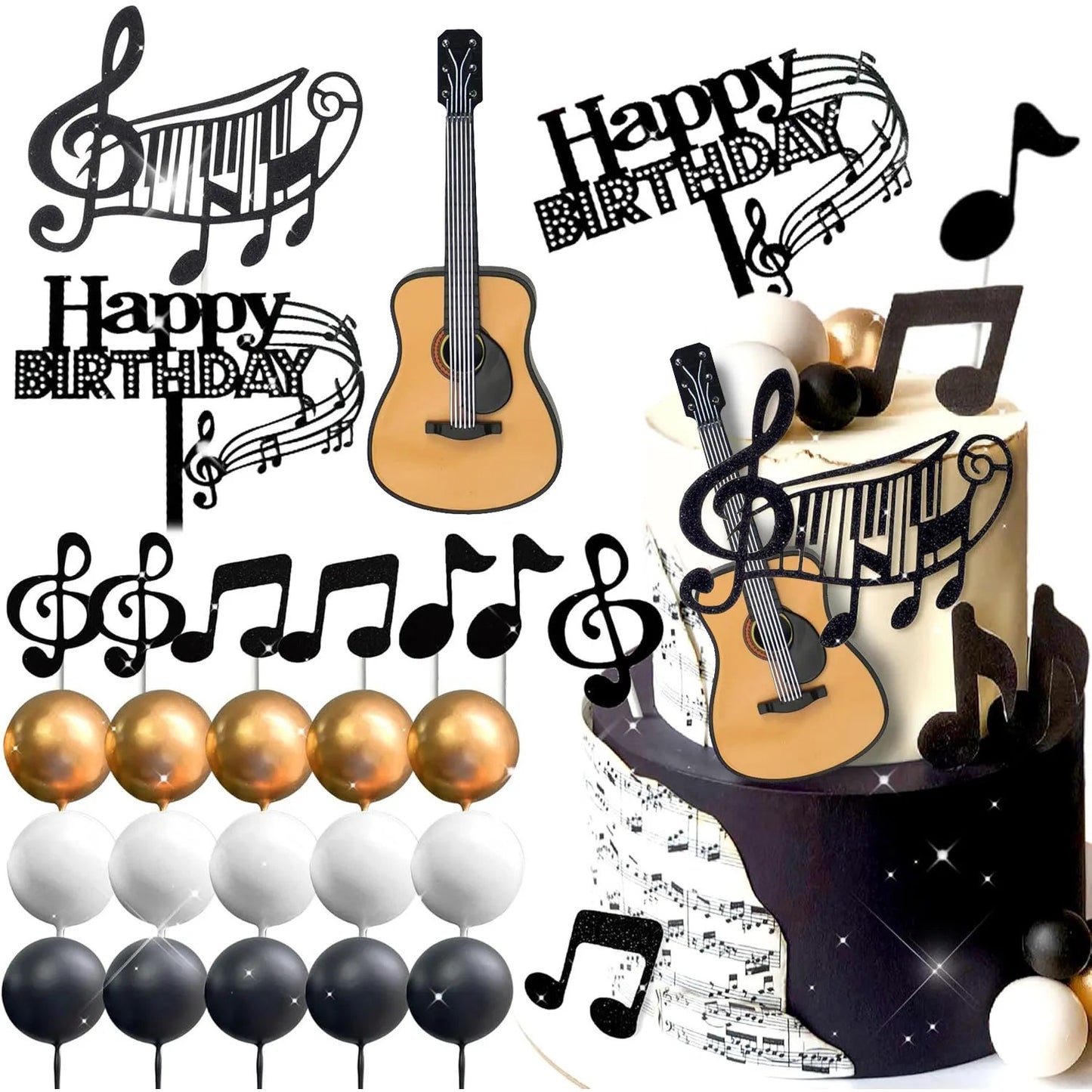 Décoration gâteau musical | Boule disco et guitare| disco à son meilleur