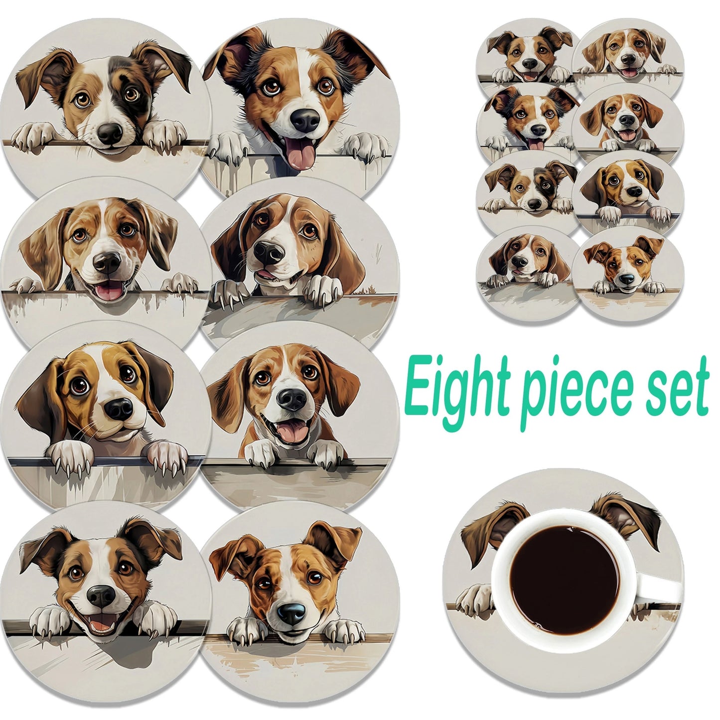 Sous-verres charmants | Motifs Chiens Bois