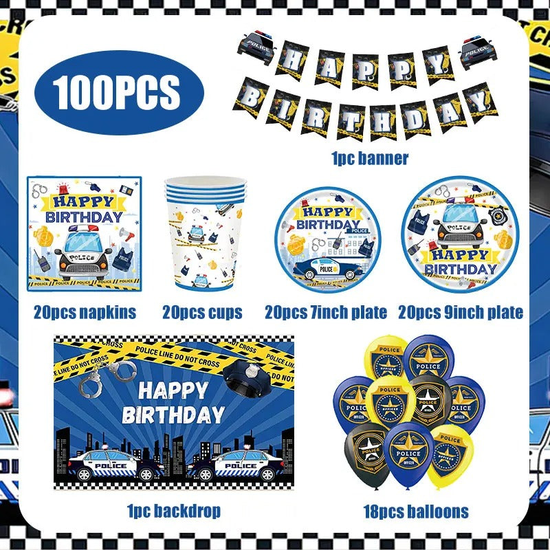 Ensemble vaisselles police | Anniversaire thématique
