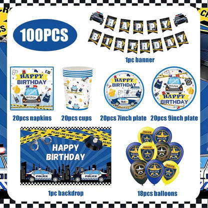 Ensemble vaisselles police | Anniversaire thématique