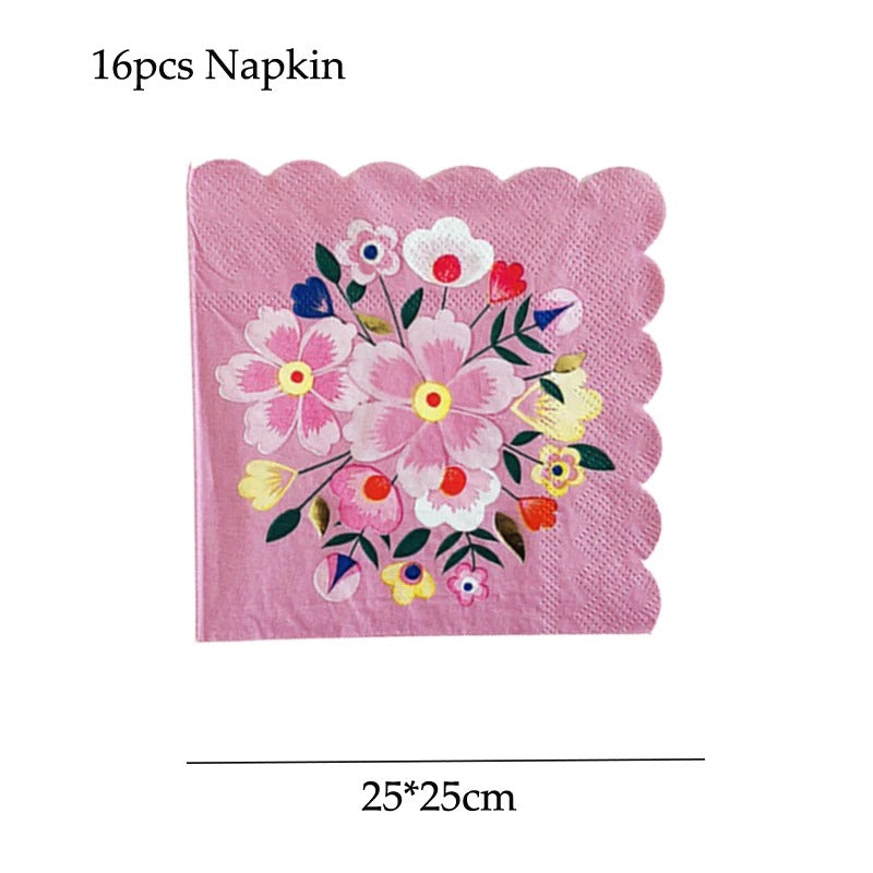 vaisselles à fleurs | Jetable Fleurie 4 Couleurs