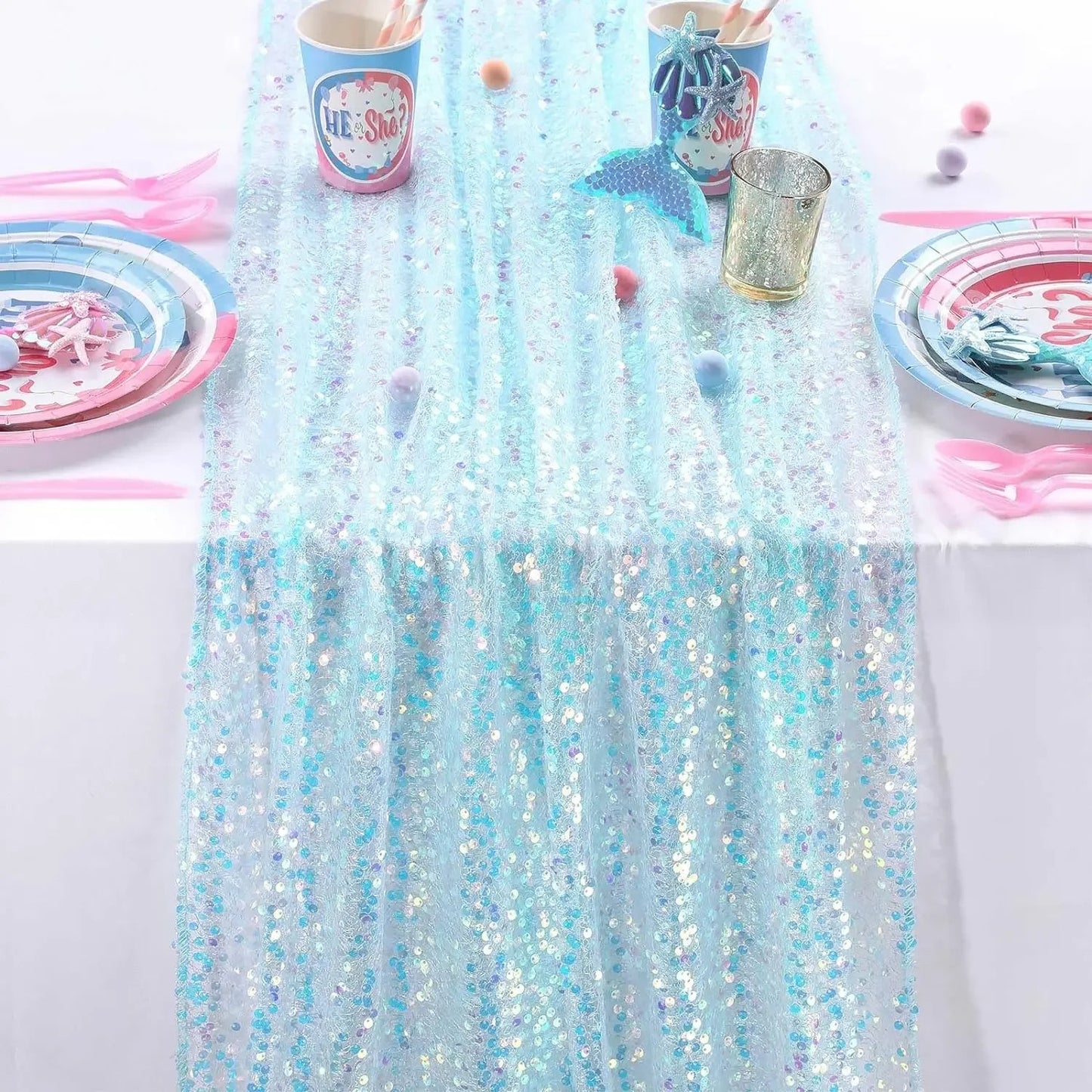 Chemin de table Paillettes | Réutilisable 6 Couleurs