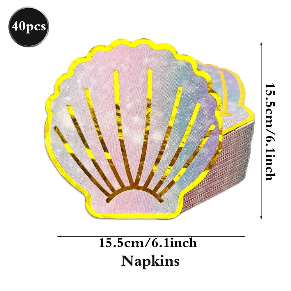 kit vaisselle coquillages | Holographique Jetable