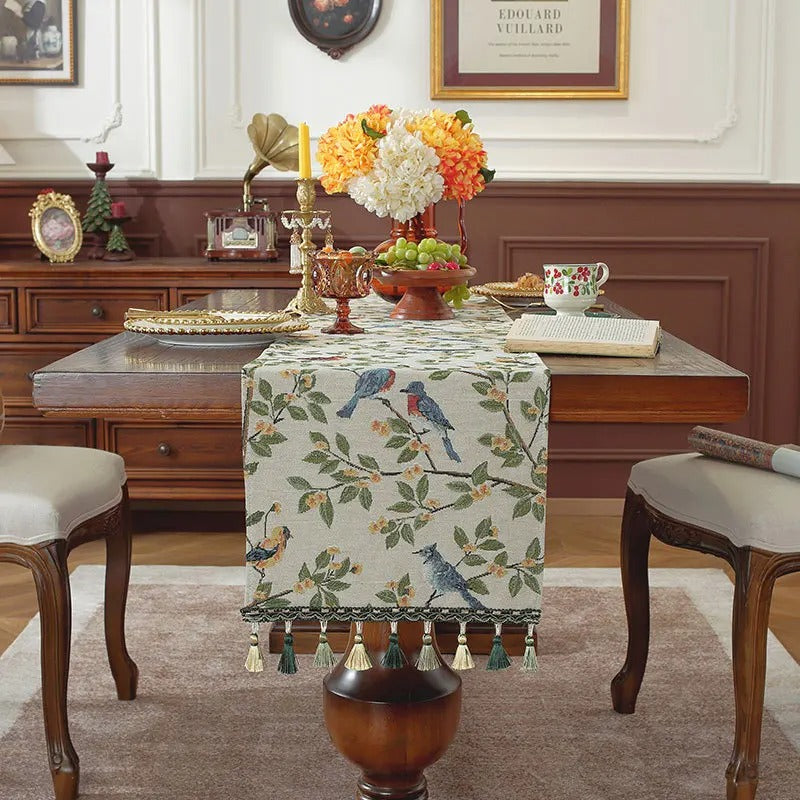 Chemin de table jacquard | Pompons Artisanaux