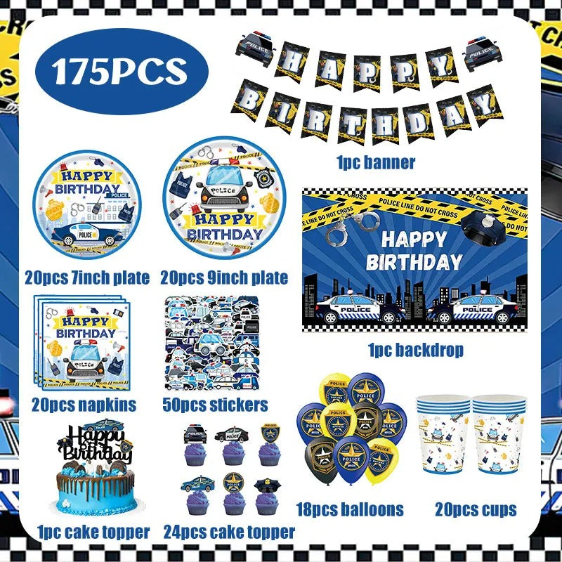 Ensemble vaisselles police | Anniversaire thématique