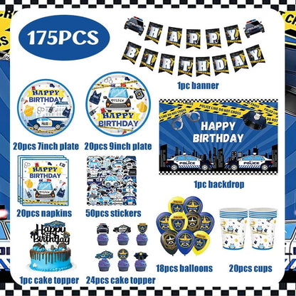 Ensemble vaisselles police | Anniversaire thématique
