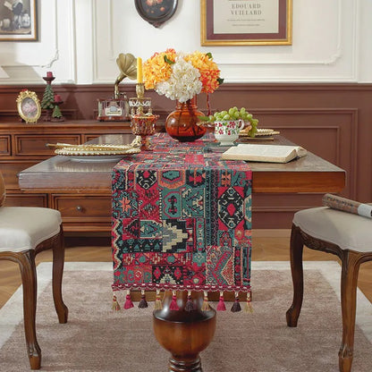 Chemin de table jacquard | Pompons Artisanaux